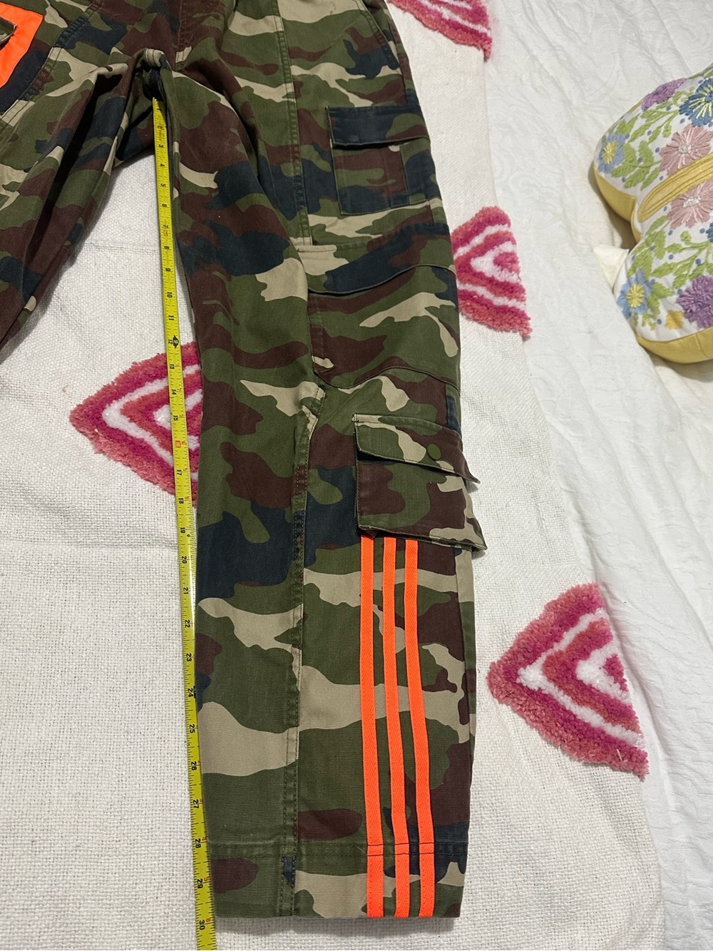 adidas Ivy Park Camo Cargo Pants with Orange Trim - Picture 15 of 16